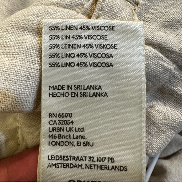 Anthropologie Pilcro Cargo Culottes Linen Blend Cropped Pants Cream Size 6 - Picture 11 of 12